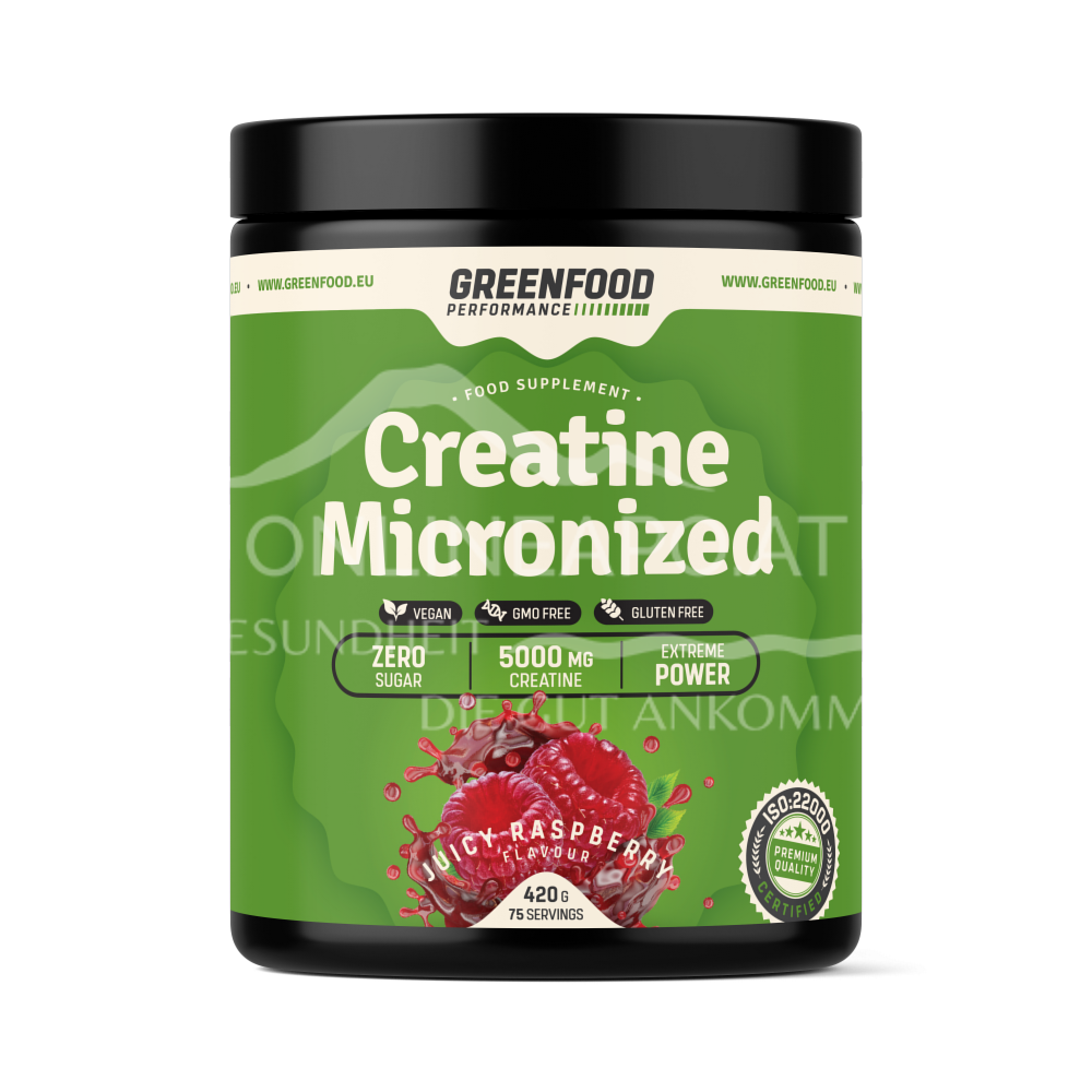 GreenFood Nutrition Performance Creatine Micronized Pulver Juicy Rapsberry