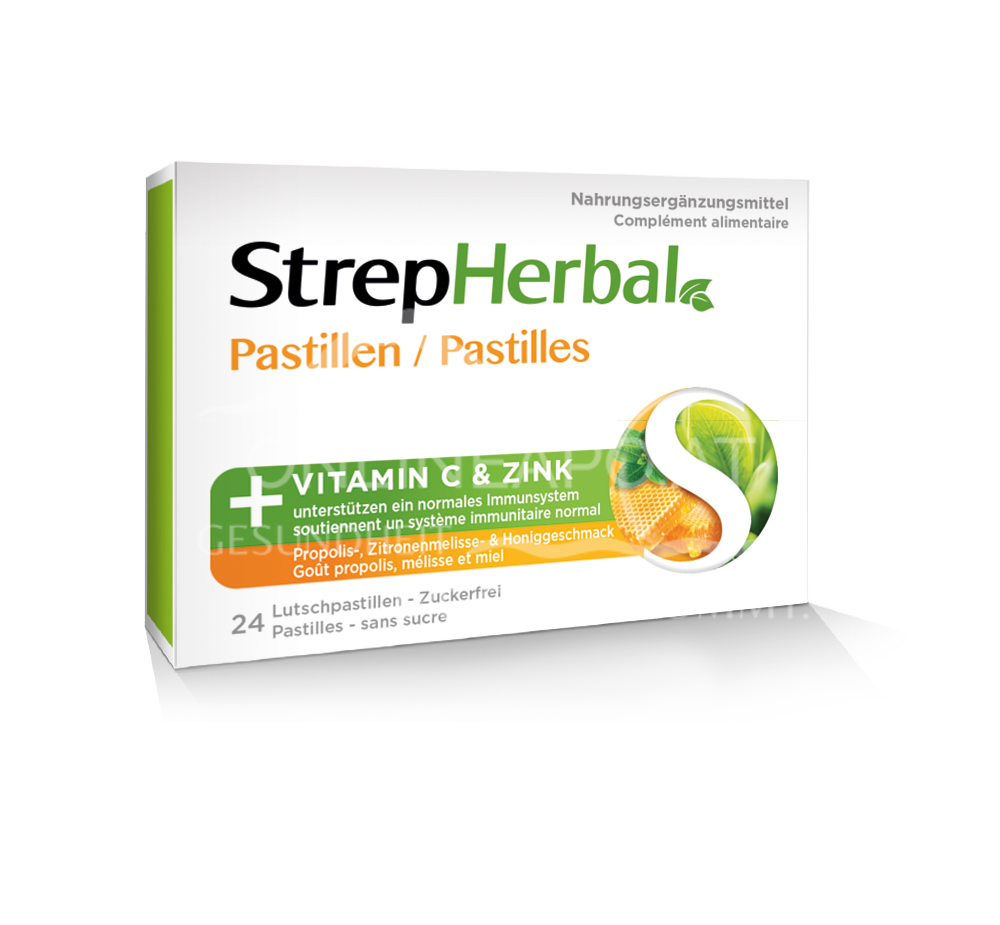 StrepHerbal Propolis-, Zitronenmelisse- & Honiggeschmack Pastillen