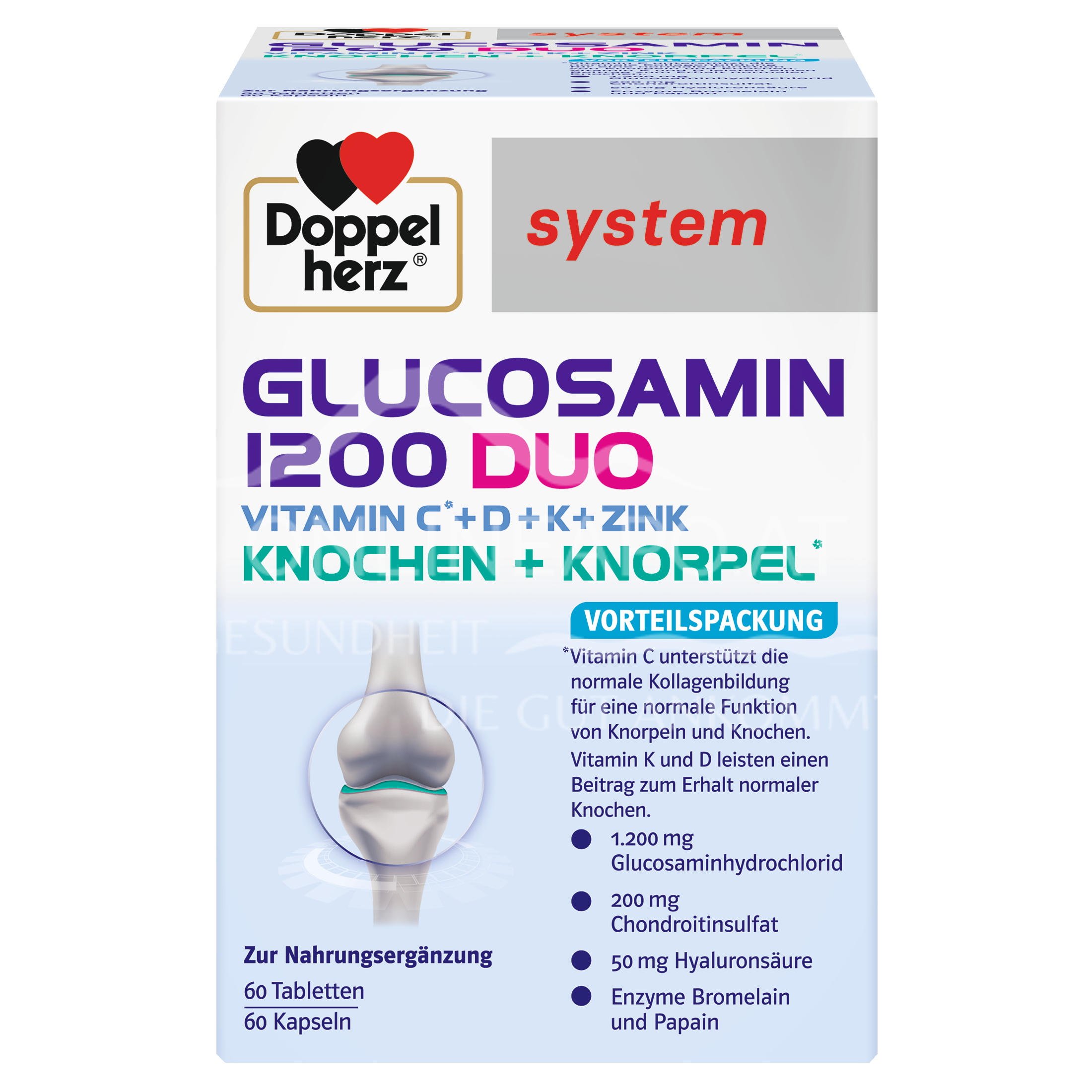 Doppelherz system GLUCOSAMIN 1200 DUO KNOCHEN + KNORPEL Tabletten & Kapseln