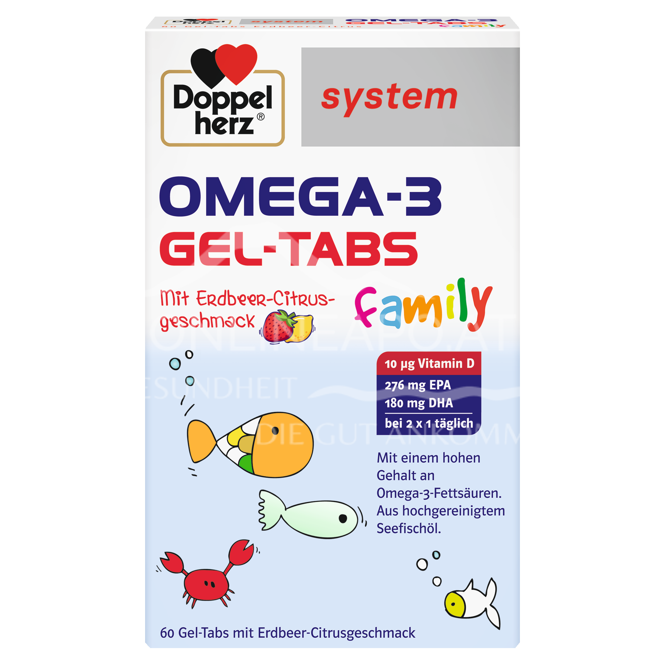 Doppelherz system OMEGA-3 family Gel-Tabs Erdbeer-Citrus