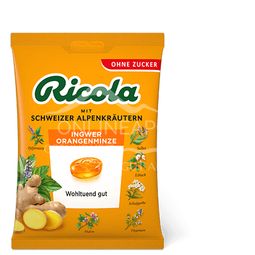 Ricola Ingwer Orangenminze Bonbons Zuckerfrei Beutel