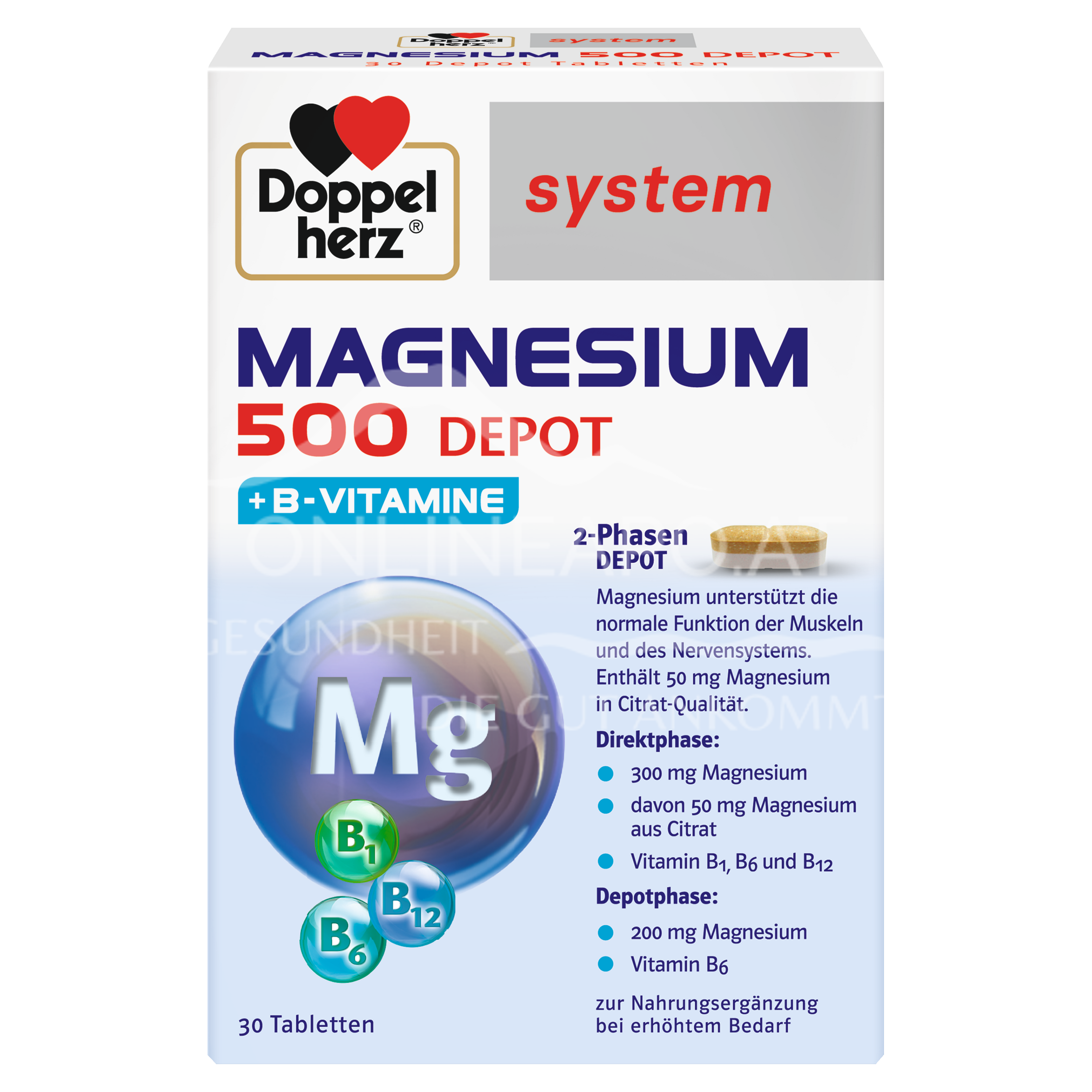 Doppelherz system Magnesium 500 Depot + B-Vitamine Tabletten