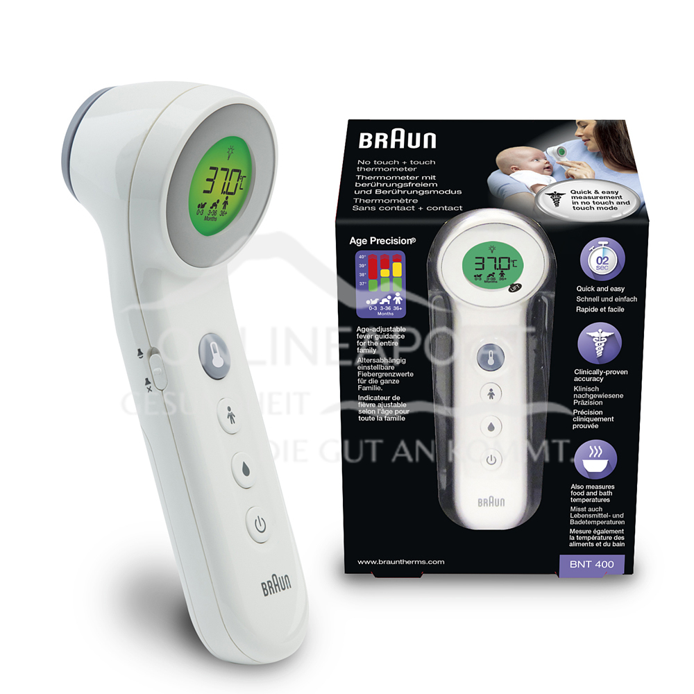 Braun No touch + touch Stirnthermometer mit Age Precision® BNT400