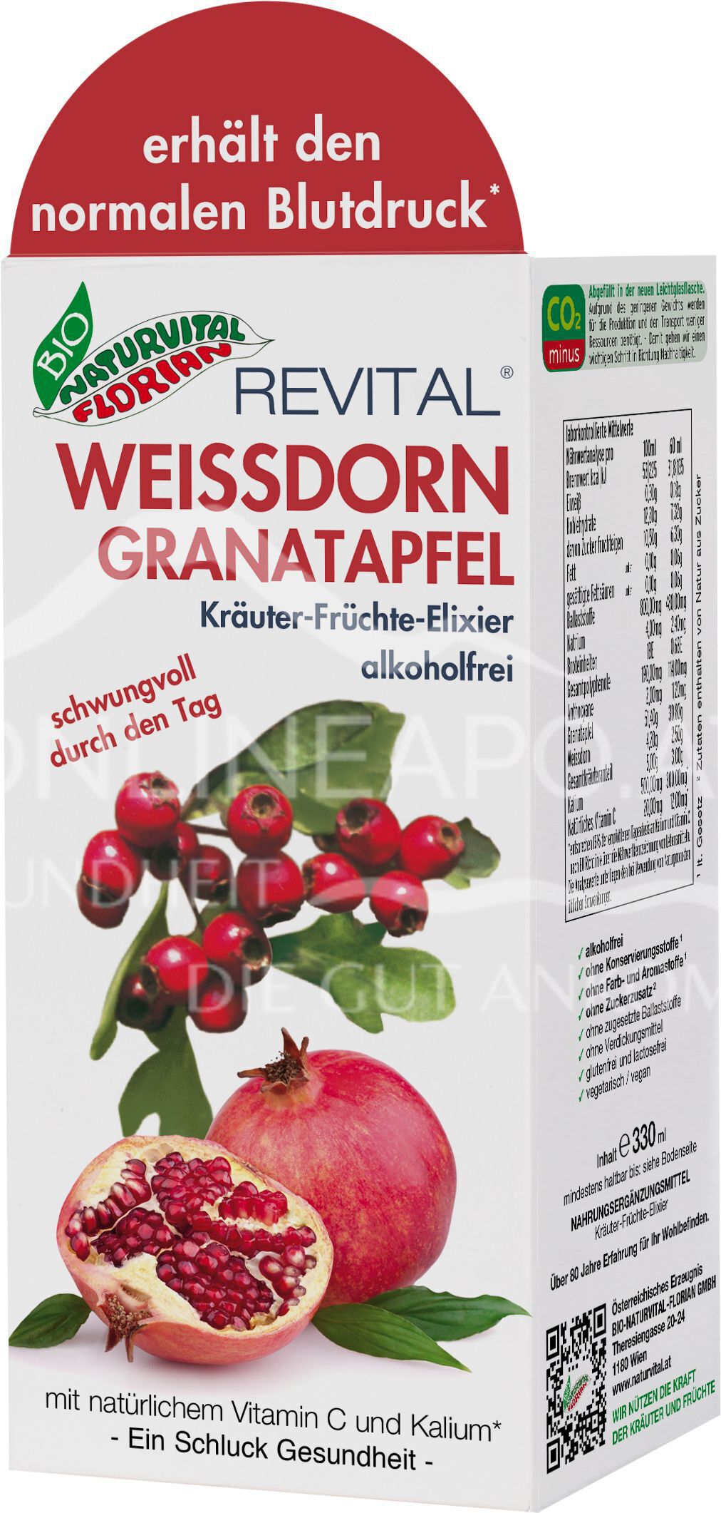 Bio Naturvital Florian Revital Weissdorn Granatapfel Kräuter-Früchte-Elixier