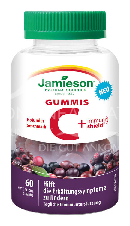 Jamieson Vitamin C (125 mg) + Immun Schild-Gummis Schwarzer Holunder