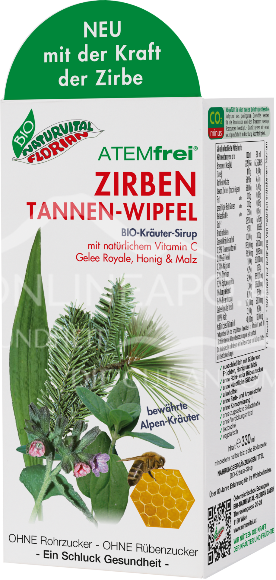 Bio Naturvital Florian Atemfrei Zirben Tannenwipfel Bio Kräuter-Sirup