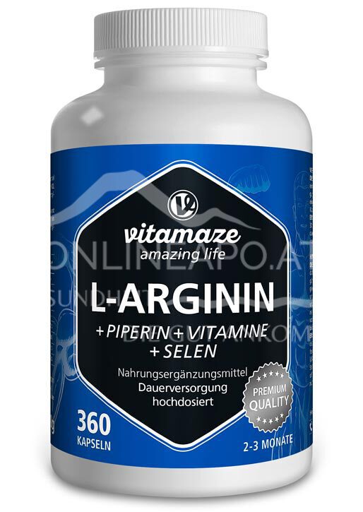 Vitamaze L-Arginin Plus hochdosiert + Piperin + Vitamine + Selen Kapseln