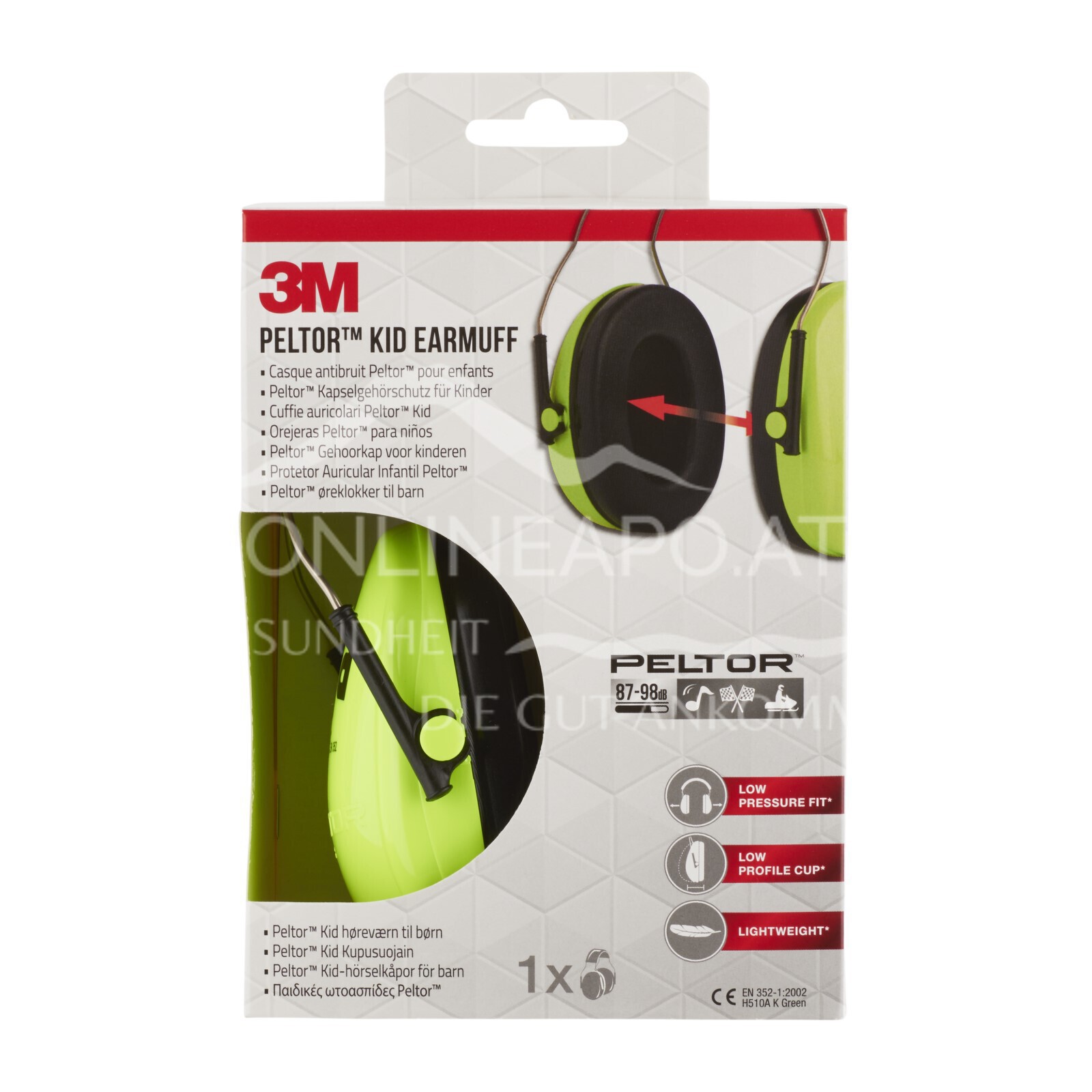 3M™ Peltor™ Kapselgehörschutz für Kinder H510AK, Neongrün (87 bis 98 dB)