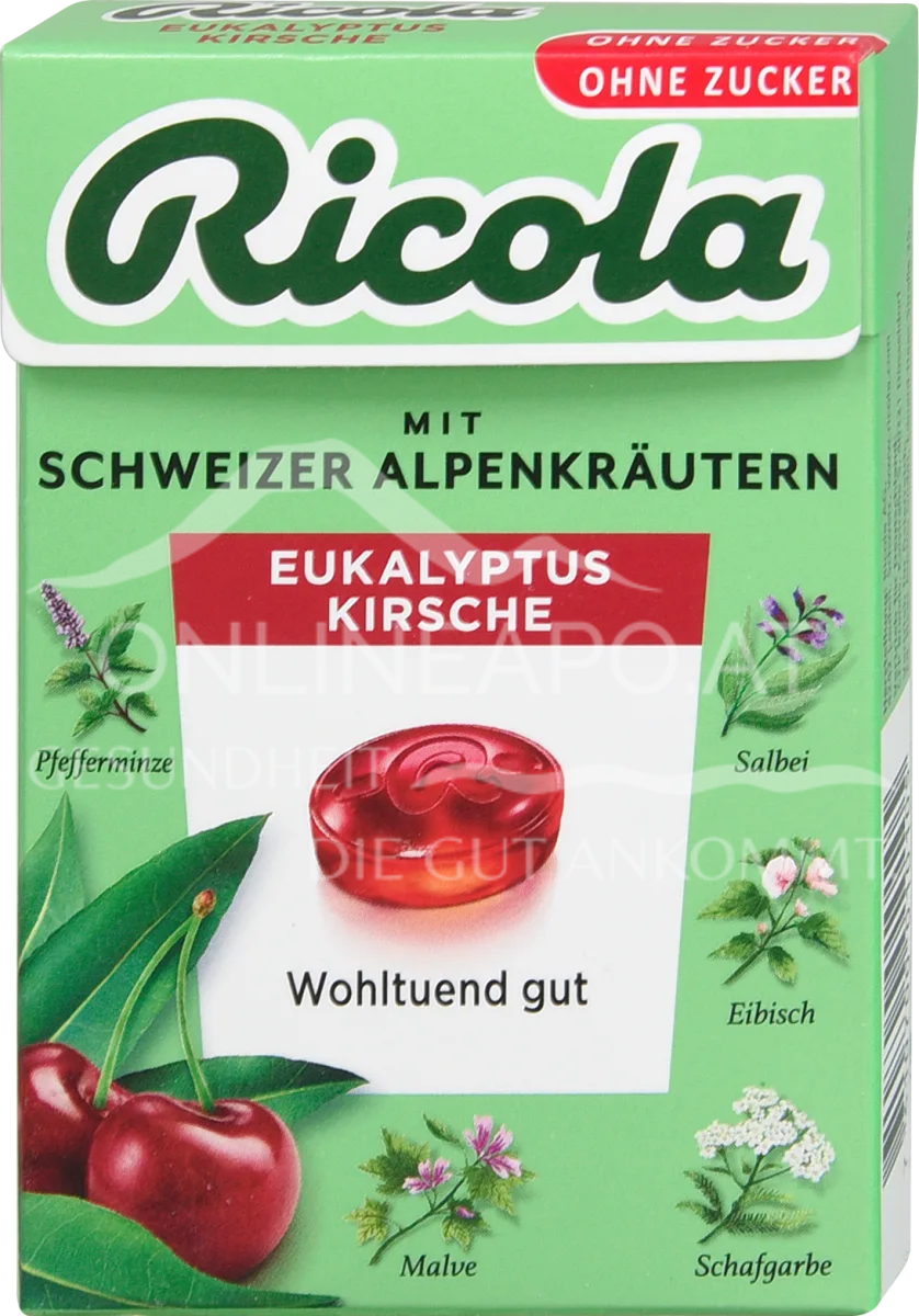 Ricola Eukalyptus Kirsche Bonbons Zuckerfrei Box