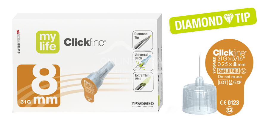 mylife Clickfine DiamondTip 31G 0,25 x 8 mm Pen-Nadeln