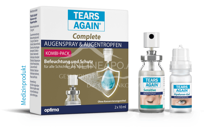 Tears Again® Complete Augenspray und Augentropfen